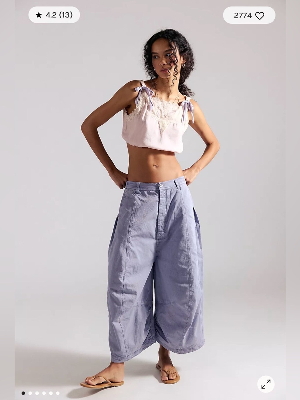 We The Free endless night harem Lavender Wide-Leg Cropped Pant current, sold out